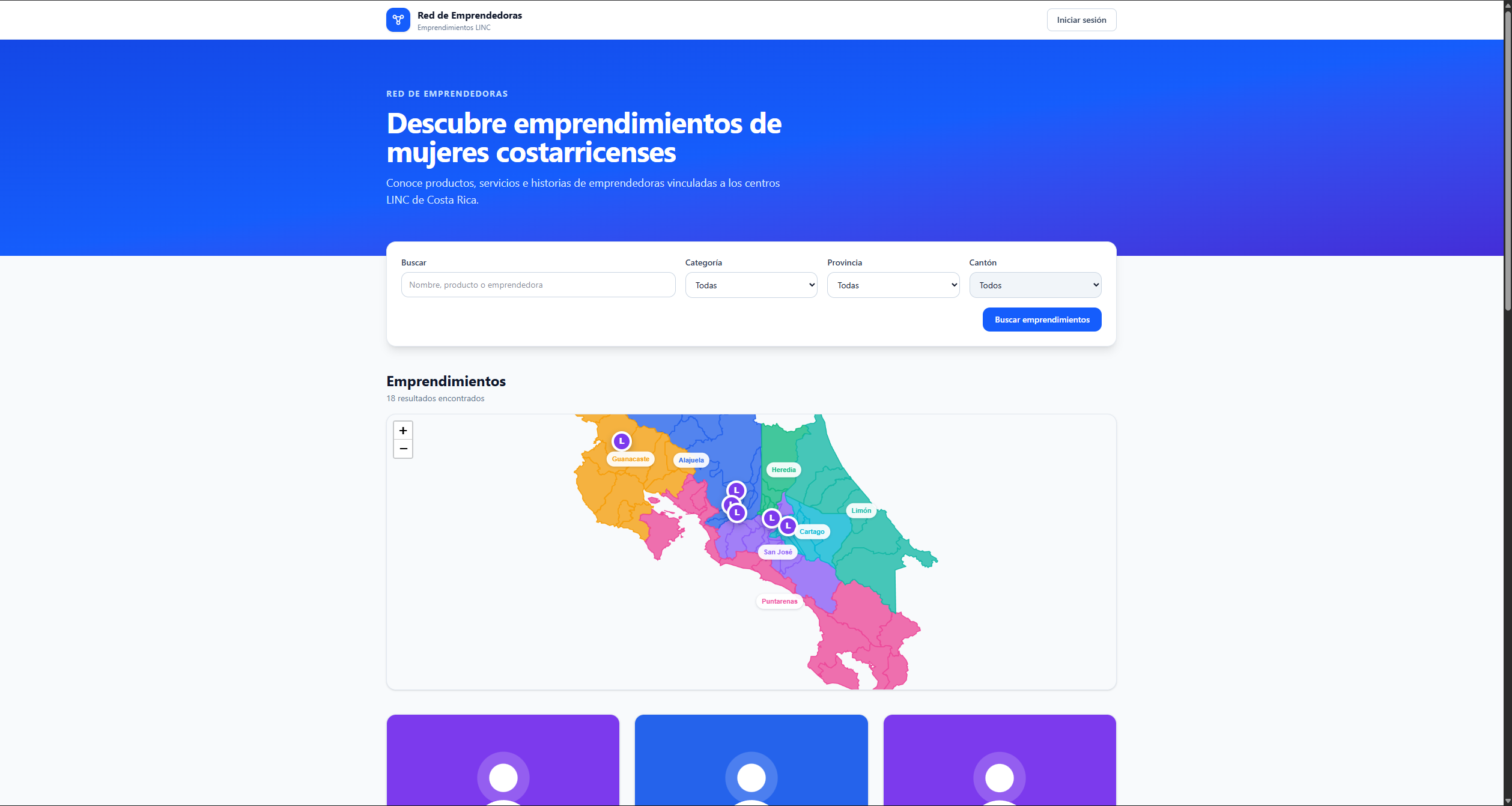 Red de Emprendedoras LINC platform